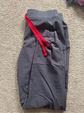 Figs Gray Track Joggers with Red Drawstring